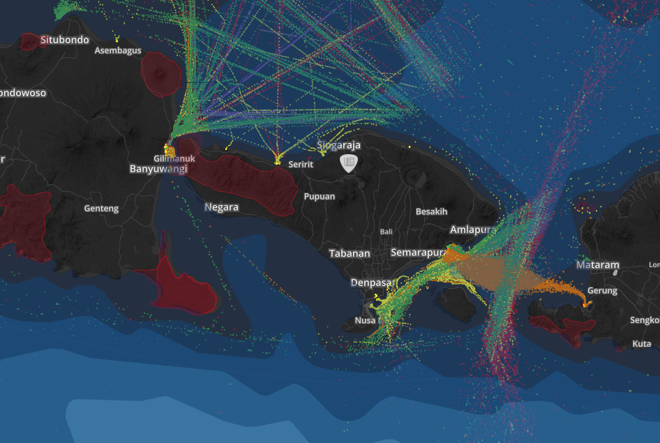 Map of marine traffic in the  Java Sea  published by geojournalism project Ekuatorial